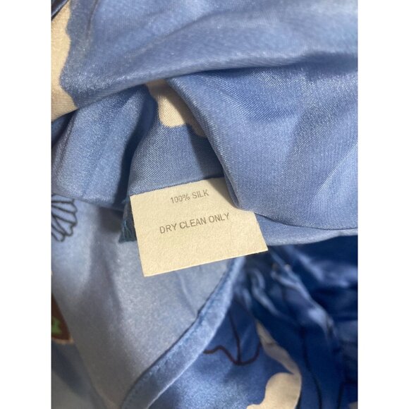 Voom by Joy Han 100% Silk Sky Blue Flying Butterfly Flutter Sleeve Blouse Size L - Picture 5 of 6